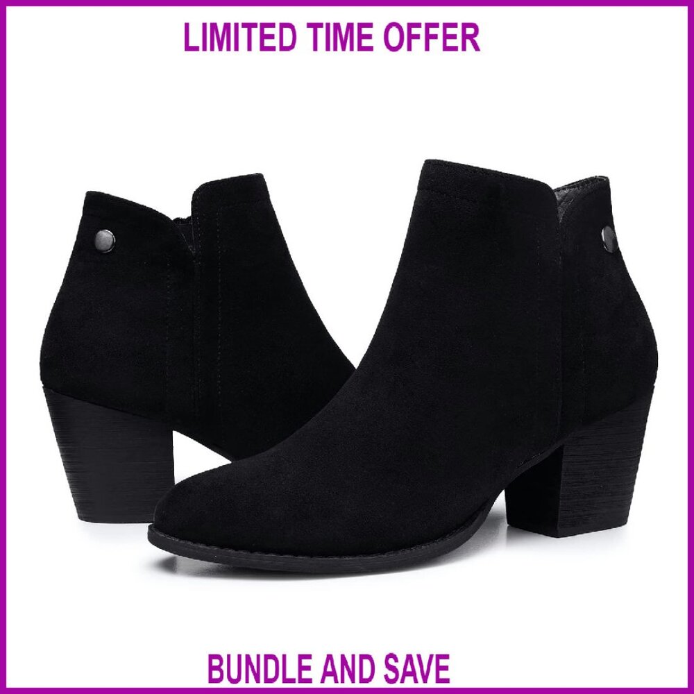 Women's Ankle Boots Chunky Low Heel Side Zipper Pointed Toe Fall Winter